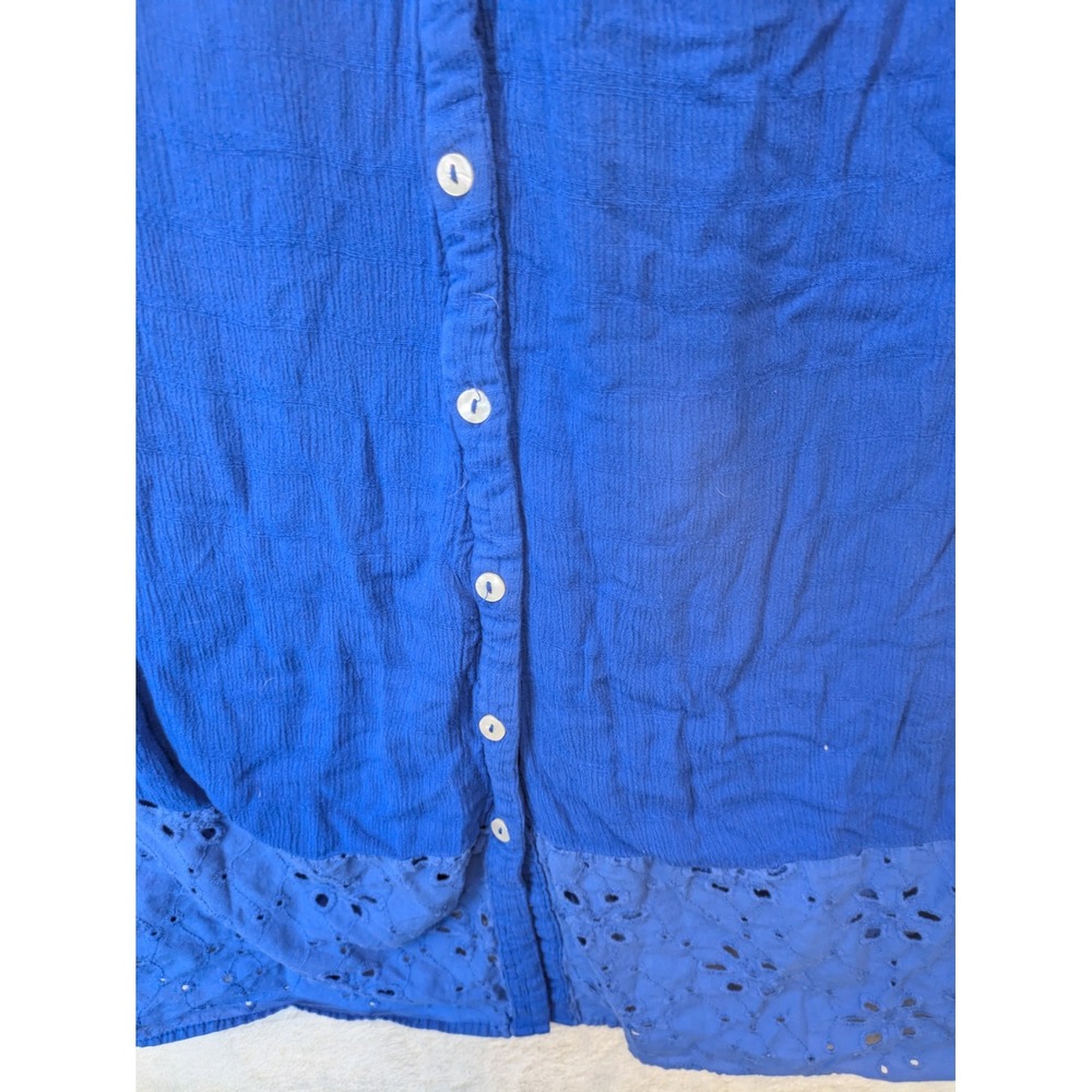 Knox Rose Midi Dress Women's 3X Blue Eyelet Puff Sleeve Button Front Boho - Picture 7 of 11
